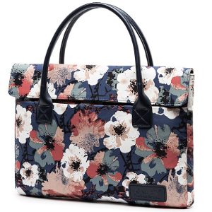 Laptop bag Blue- Waterproof Floral Canvas laptop bag - Fits up to 15" Laptop